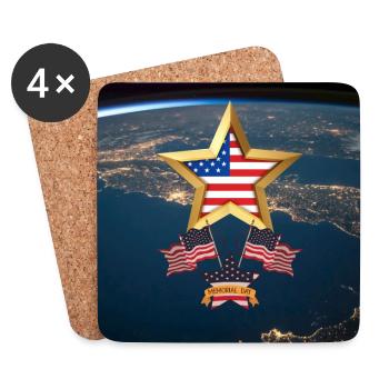 USA, étoiles et ceintures - Dessous de verre (lot de 4) - blanc - Devant