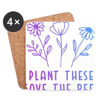 Plant These Save The Bees Gardening Gardener Hobby - Untersetzer (4er-Set) - Weiß - Vorne