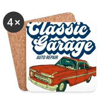 Retro Graphic Car Lover Car Mechanic Vehicle Techn - Untersetzer (4er-Set) - Weiß - Vorne