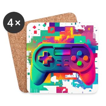 Retro colorful console - Coasters (set of 4) - white - Front