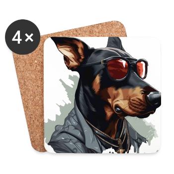Urban Protector | Doberman Graffiti - Coasters (set of 4) - white - Front