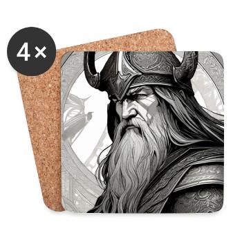 Stolzer Wikinger mit Hörner Helm - Untersetzer (4er-Set) - Weiß - Vorne