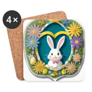 Easter Bunny Easter Motif - Coasters (set of 4) - white - Front