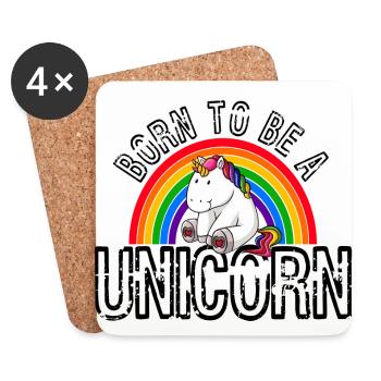 Born to be a unicorn Gay Pride LGBT Rainbow - Coasters (set of 4) - white - Front