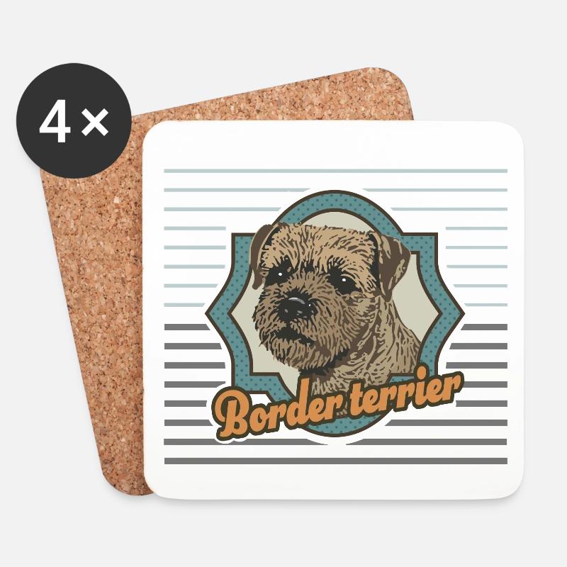 Vintage Border Terrier - Untersetzer (4er-Set) - Weiß
