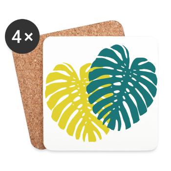Monstera Blatt - Untersetzer (4er-Set) - Weiß - Vorne