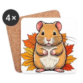 Hamster d’Halloween / Souris d’automne - Dessous de verre (lot de 4) - blanc - Devant