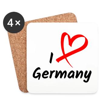 I Love Germany Ich Liebe Deutschland Herz Geschenk - Untersetzer (4er-Set) - Weiß - Vorne