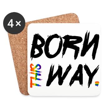 LGBT Born this way gay pride CSD rainbow - Coasters (set of 4) - white - Front