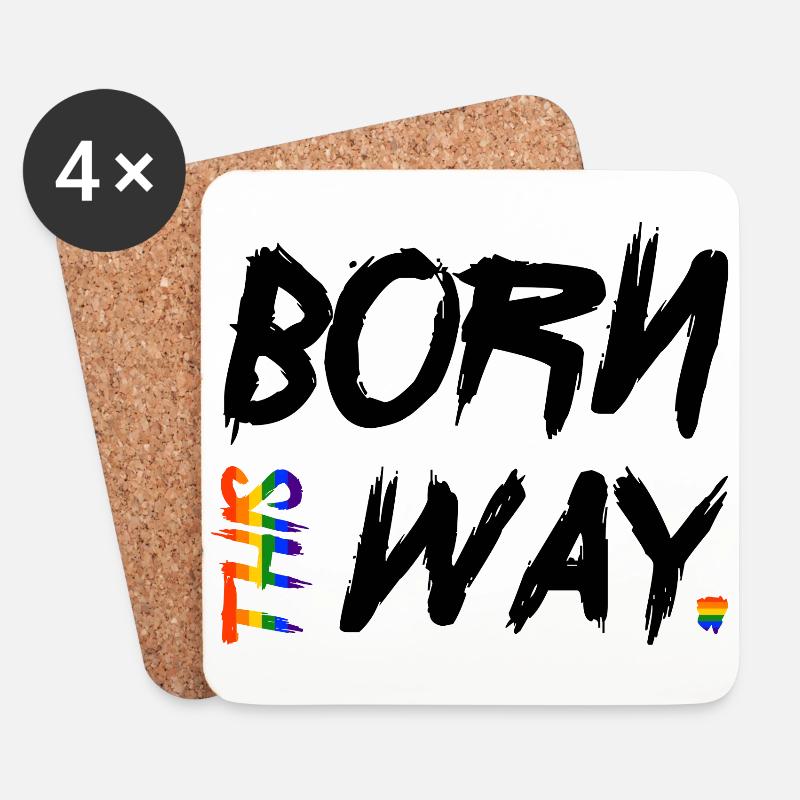 LGBT Born this way Gay Pride CSD Regenbogen - Untersetzer (4er-Set) - Weiß