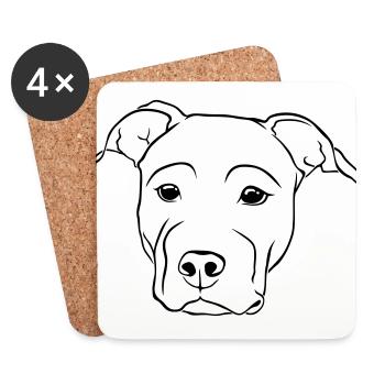 Staffie - Dessous de verre (lot de 4) - blanc - Devant