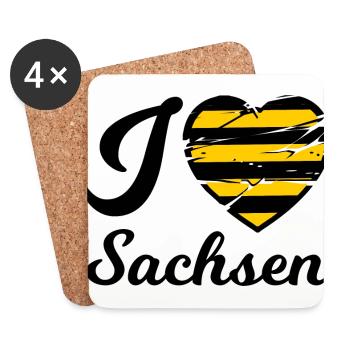 Ich liebe Sachsen - Untersetzer (4er-Set) - Weiß - Vorne