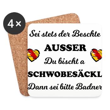 Die Badner und Schwobesäckl - Untersetzer (4er-Set) - Weiß - Vorne