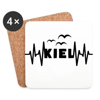 KIEL Herzschlag Hansestadt - Untersetzer (4er-Set) - Weiß - Vorne