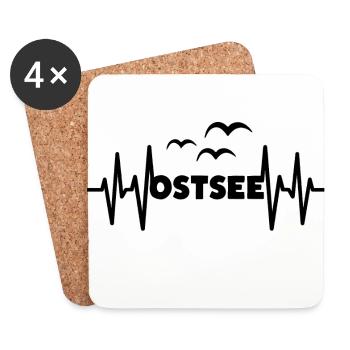 OSTSEE Herzschlag Meer Küsten Liebe - Untersetzer (4er-Set) - Weiß - Vorne
