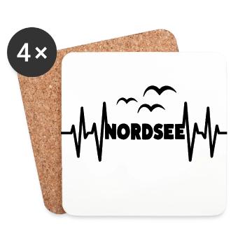 NORDSEE Herzschlag Meer Küsten Liebe - Untersetzer (4er-Set) - Weiß - Vorne