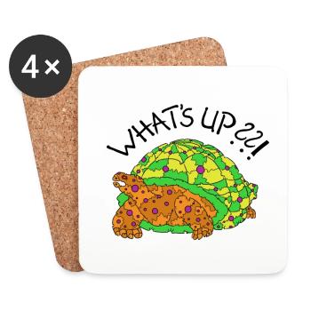 Tortue « What’s up??! » - Dessous de verre (lot de 4) - blanc - Devant