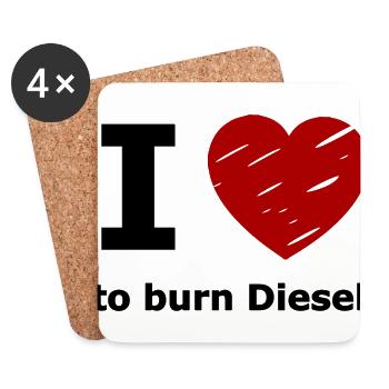 Les voitures à combustion diesel - Dessous de verre (lot de 4) - blanc - Devant