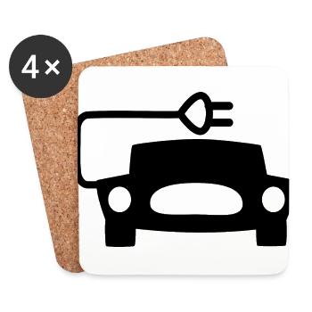 Car Sticker Electrics - Coasters (set of 4) - white - Front