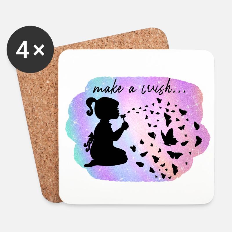 Makeawish - Untersetzer (4er-Set) - Weiß