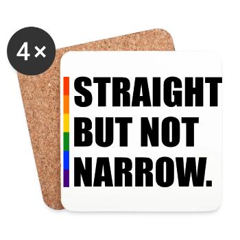 Straight but not narrow LGBT Gay Pride Friendly - Coasters (set of 4) - white - Front