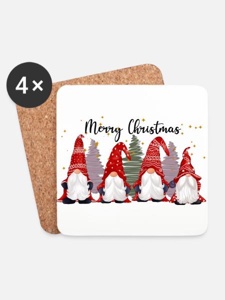 Gnome Merry Christmas | Merry Christmas elves - Coasters (set of 4) - white