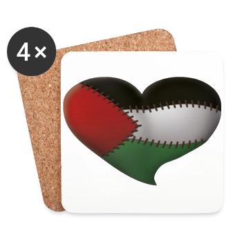 Cœur de Palestine - Dessous de verre (lot de 4) - blanc - Devant