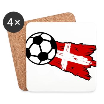 Fans de football du Danemark - Dessous de verre (lot de 4) - blanc - Devant
