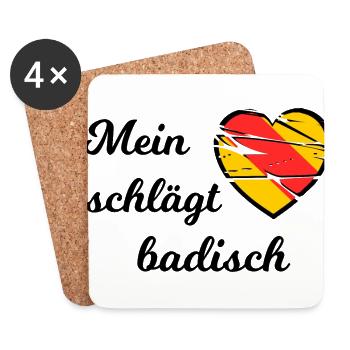 Mein Herz schlägt badisch - Untersetzer (4er-Set) - Weiß - Vorne