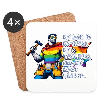 Papa – Super-héros aux couleurs de l’arc-en-ciel - Dessous de verre (lot de 4) - blanc - Devant