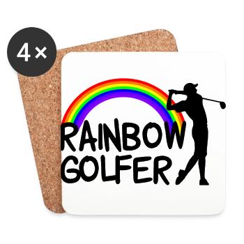 Rainbow Golfer LGBT Gay Pride Queer CSD Sport - Coasters (set of 4) - white - Front