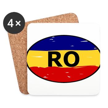 Auflkeber pour la Roumanie - Dessous de verre (lot de 4) - blanc - Devant