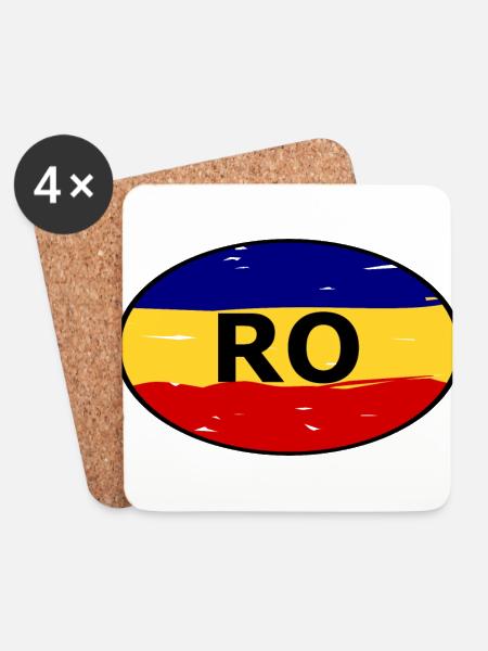 Auflkeber for Romania - Coasters (set of 4) - white
