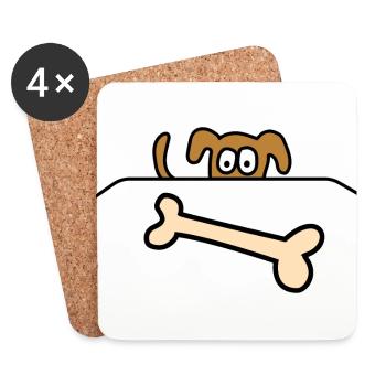 Chien en os - Dessous de verre (lot de 4) - blanc - Devant