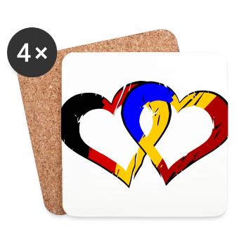 Amour roumain allemand - Dessous de verre (lot de 4) - blanc - Devant