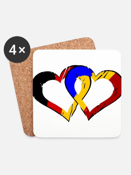 Rumänisch Deutsche Liebe - Untersetzer (4er-Set) - Weiß
