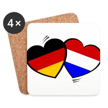 Néerlandais Allemagne Amour - Dessous de verre (lot de 4) - blanc - Devant