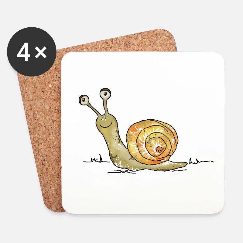 Lustige Schnecke - Untersetzer (4er-Set) - Weiß