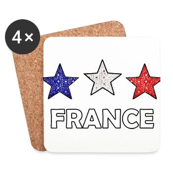 Sterne für Frankreich - Untersetzer (4er-Set) - Weiß - Vorne