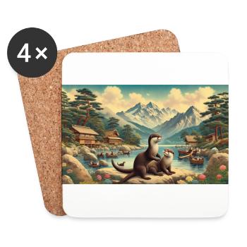 Das Paradies der Otter - Untersetzer (4er-Set) - Weiß - Vorne