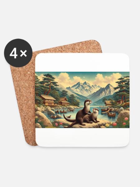 Das Paradies der Otter - Untersetzer (4er-Set) - Weiß