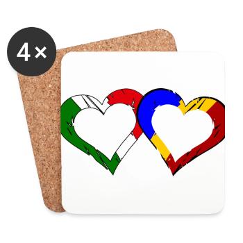 Amour italien roumain - Dessous de verre (lot de 4) - blanc - Devant