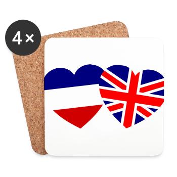 French English Hearts - Coasters (set of 4) - white - Front