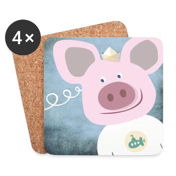 Poster Schwein Kinderzimmer Ahoi Moin - Untersetzer (4er-Set) - Weiß - Vorne