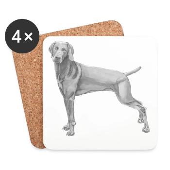 Weimaraner - Untersetzer (4er-Set) - Weiß - Vorne