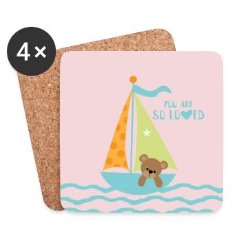 You are so loved -animaux de bateau rose - Dessous de verre (lot de 4) - blanc - Devant