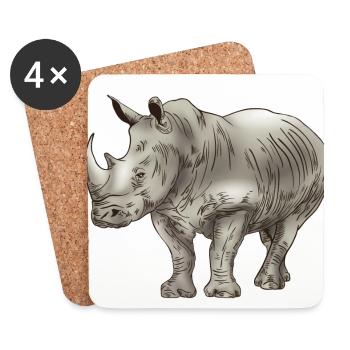 Rhino pachyderm rhino - Coasters (set of 4) - white - Front