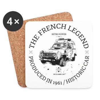 4L fourgonnette 4x4 - Dessous de verre (lot de 4) - blanc - Devant