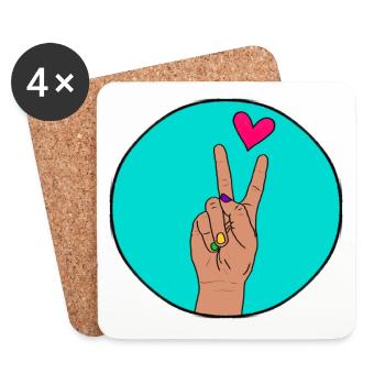 Peace Hand with Heart colored - Untersetzer (4er-Set) - Weiß - Vorne