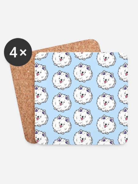 Dogs pattern - Coasters (set of 4) - white